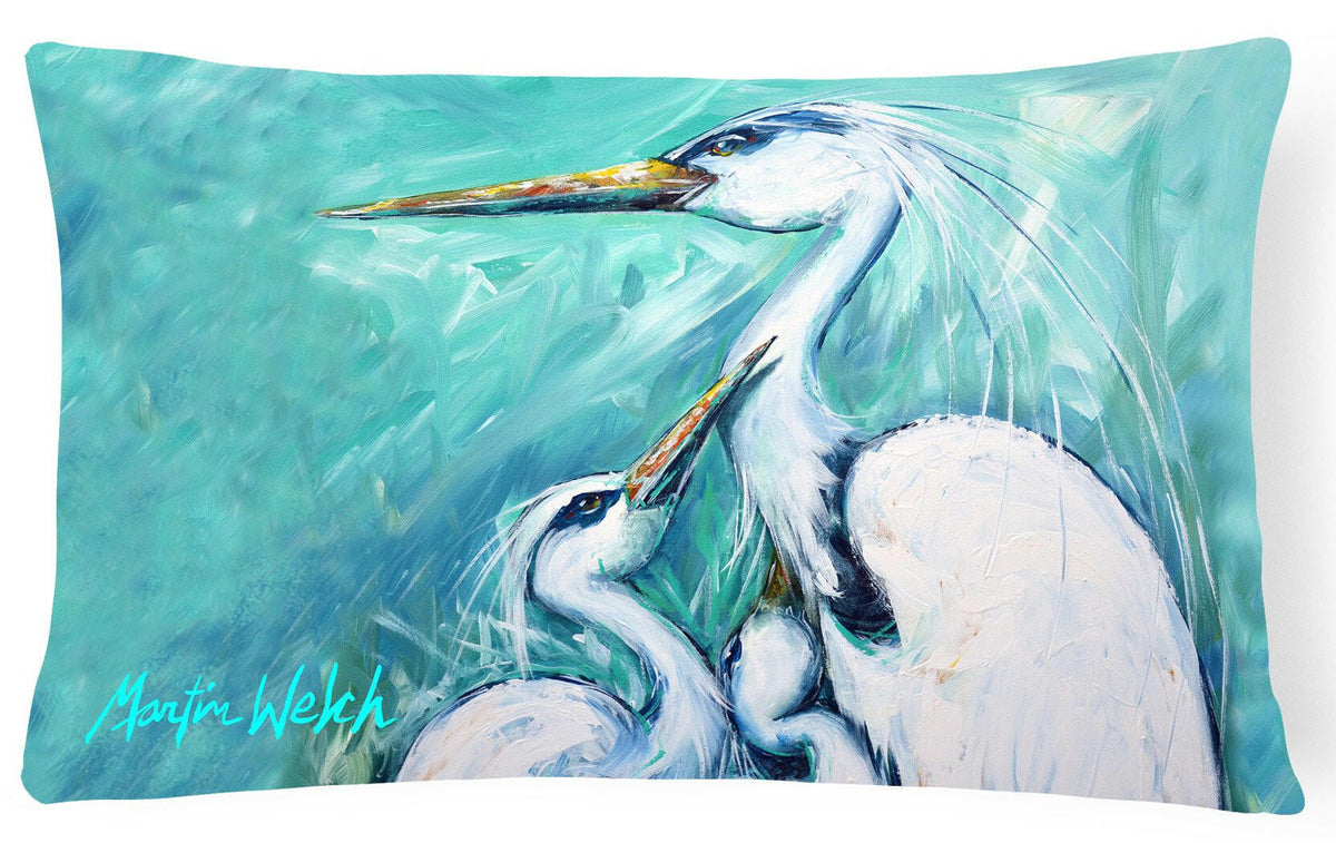 Mother&#39;s Love White Crane   Canvas Fabric Decorative Pillow MW1159PW1216 by Caroline&#39;s Treasures