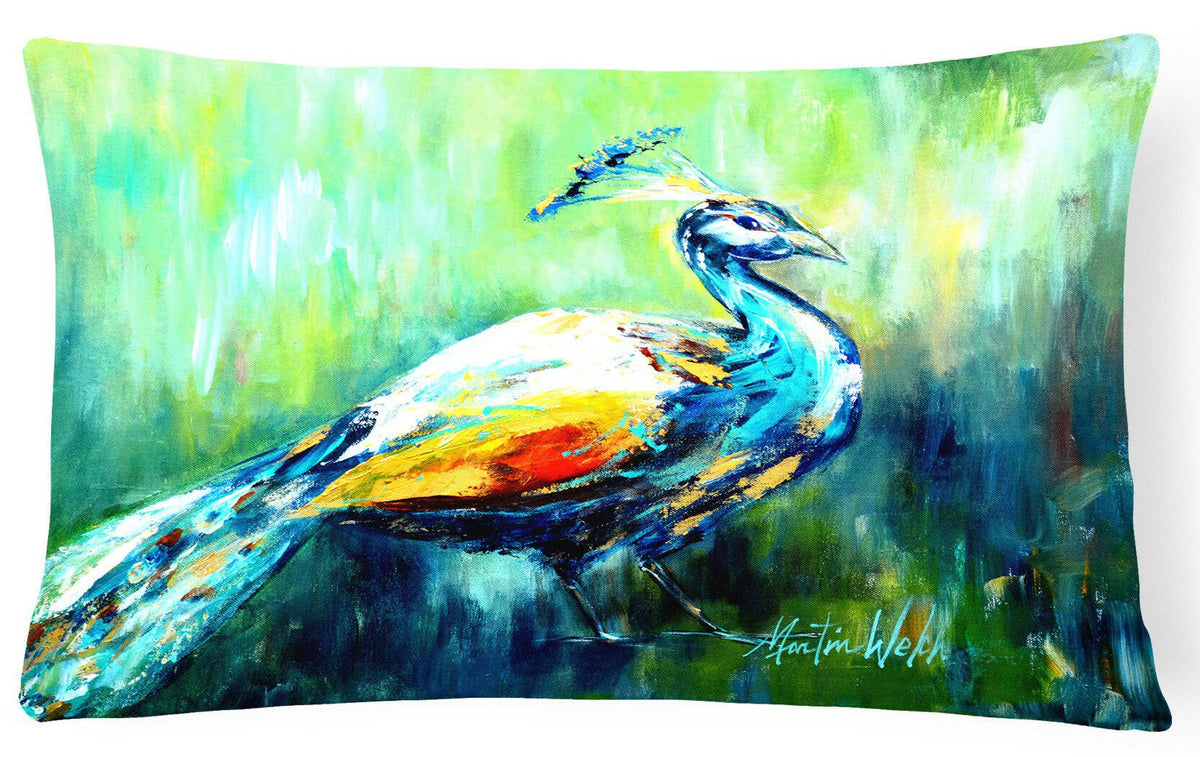 Proud Peacock Green   Canvas Fabric Decorative Pillow MW1160PW1216 by Caroline&#39;s Treasures