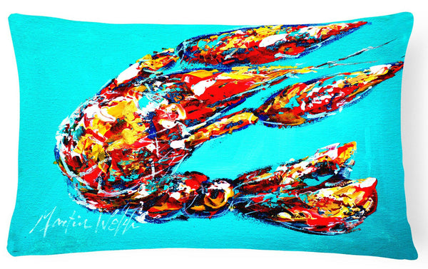 Lucy the Crawfish in blue   Canvas Fabric Decorative Pillow MW1161PW1216 by Caroline's Treasures