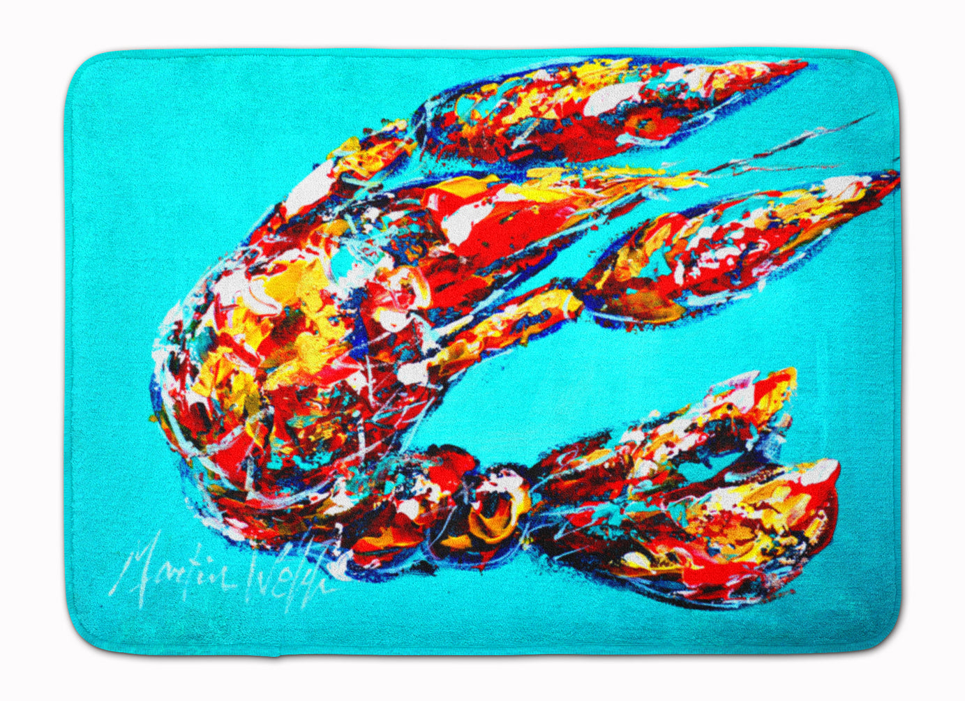 Lucy the Crawfish in blue Machine Washable Memory Foam Mat MW1161RUG - the-store.com