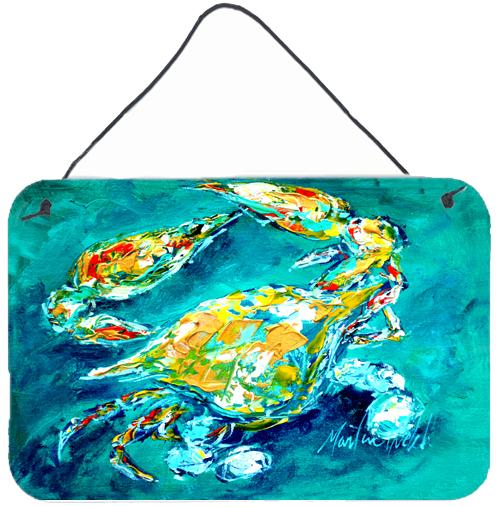 By Chance Crab in Aqua blue Wall or Door Hanging Prints MW1162DS812 by Caroline's Treasures