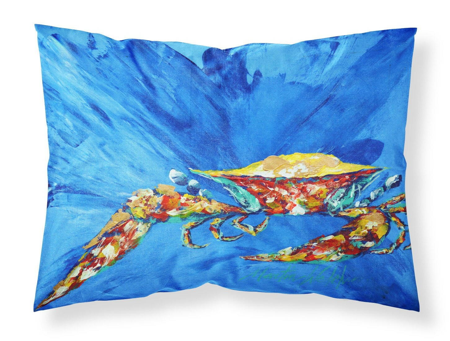 Big Spash Crab in blue Moisture wicking Fabric standard pillowcase MW1163PILLOWCASE by Caroline's Treasures