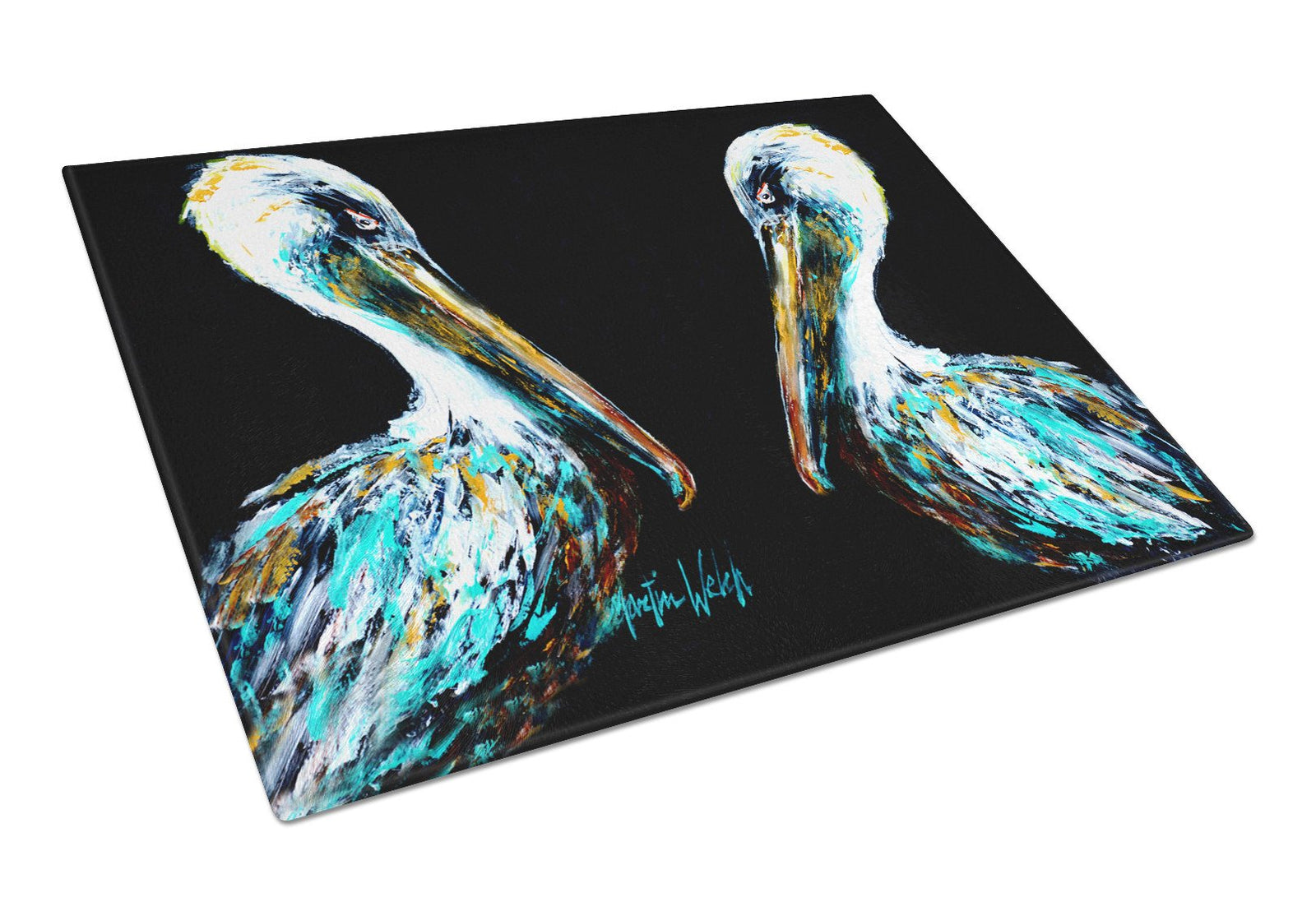 Dressed in Black Pelican Glass Cutting Board Large Size MW1164LCB by Caroline's Treasures