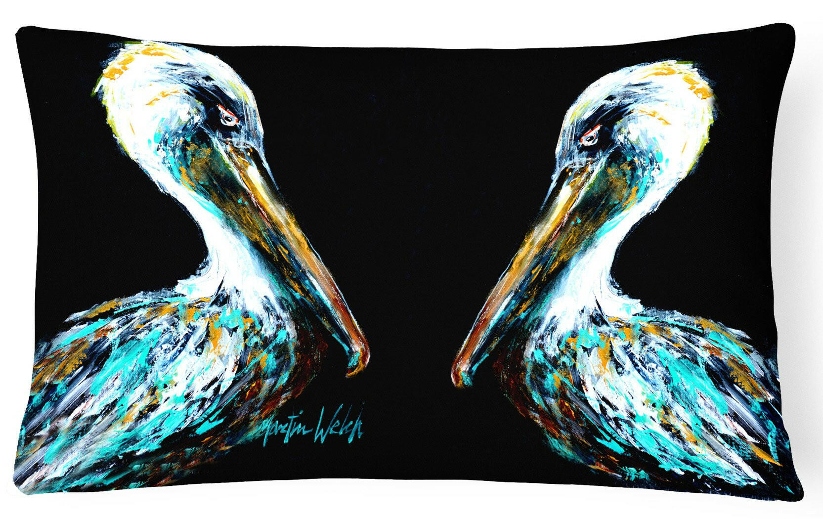 Dressed in Black Pelican   Canvas Fabric Decorative Pillow MW1164PW1216 by Caroline's Treasures