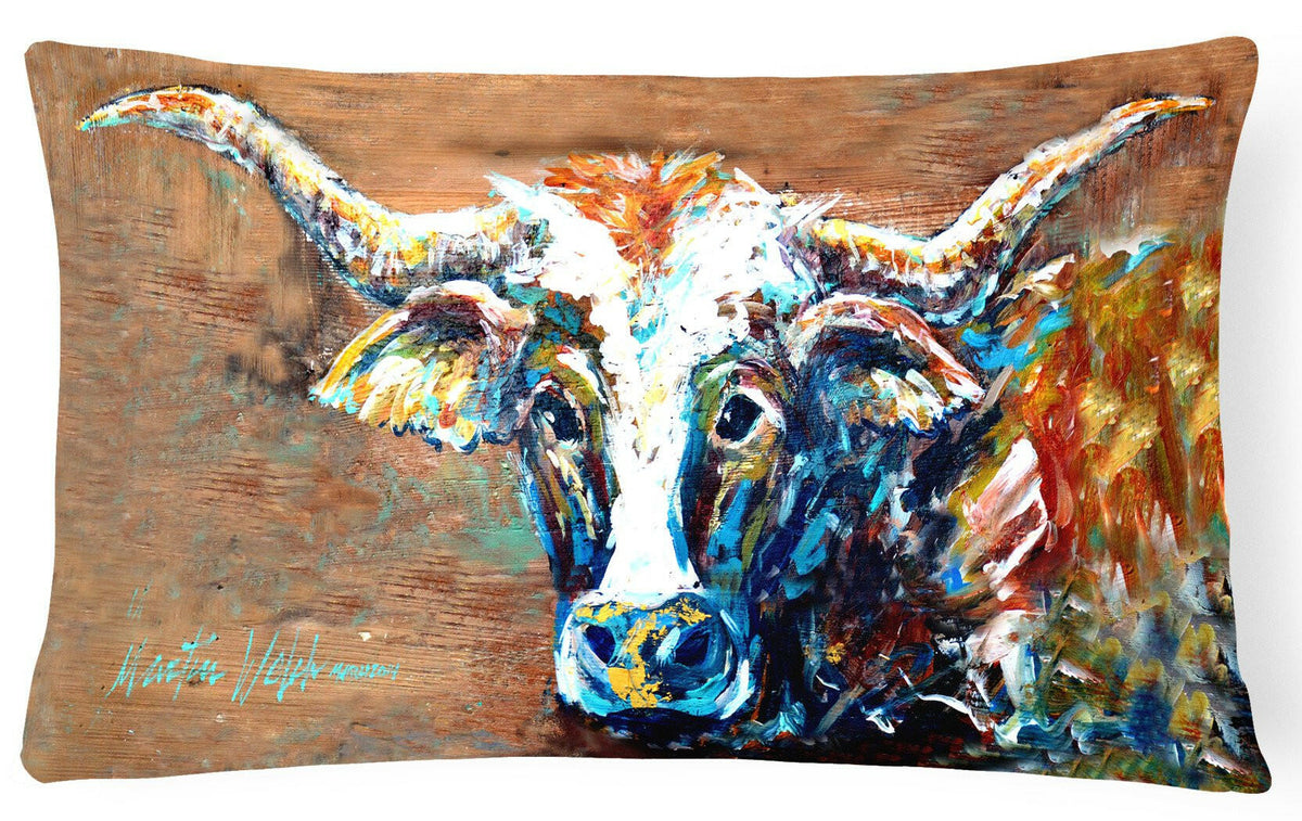 On the Loose Brown Cow   Canvas Fabric Decorative Pillow MW1165PW1216 by Caroline&#39;s Treasures