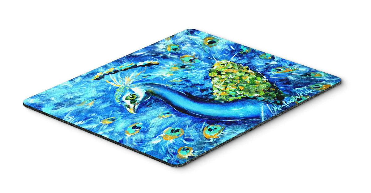 Peacock Straight Up in Blue Mouse Pad, Hot Pad or Trivet MW1166MP by Caroline&#39;s Treasures