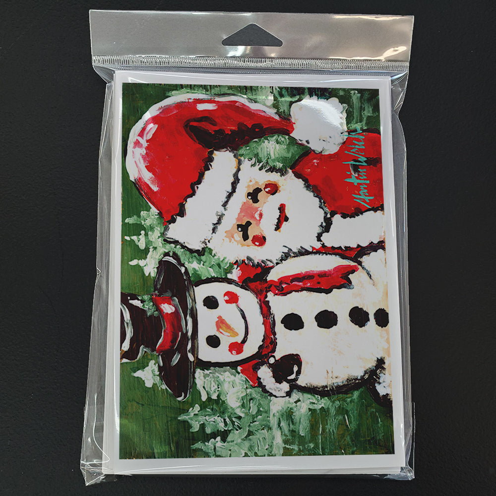 Friends Snowman and Santa Claus Greeting Cards Pack of 8