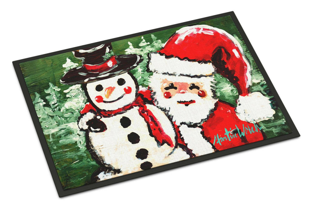Friends Snowman and Santa Claus Indoor or Outdoor Mat 18x27 MW1167MAT - the-store.com