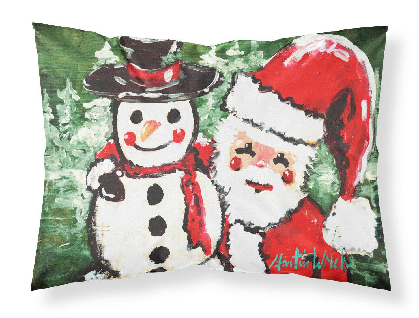 Friends Snowman and Santa Claus Moisture wicking Fabric standard pillowcase MW1167PILLOWCASE by Caroline's Treasures