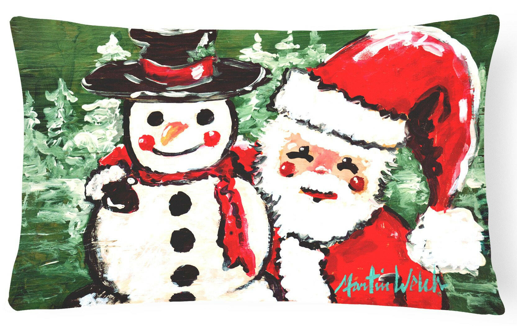 Friends Snowman and Santa Claus   Canvas Fabric Decorative Pillow MW1167PW1216 by Caroline's Treasures