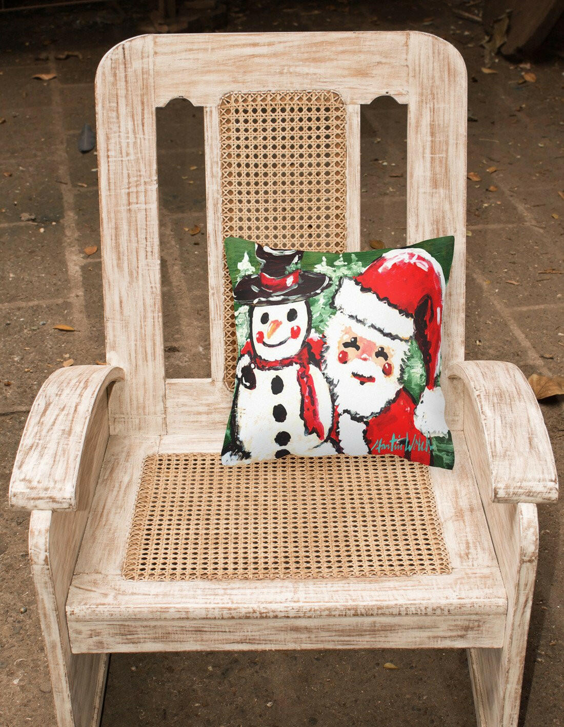 Friends Snowman and Santa Claus Canvas Fabric Decorative Pillow MW1167PW1414 by Caroline's Treasures