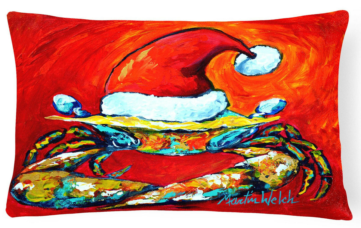 Crab in Santa Hat Santa Claws   Canvas Fabric Decorative Pillow MW1169PW1216 by Caroline&#39;s Treasures