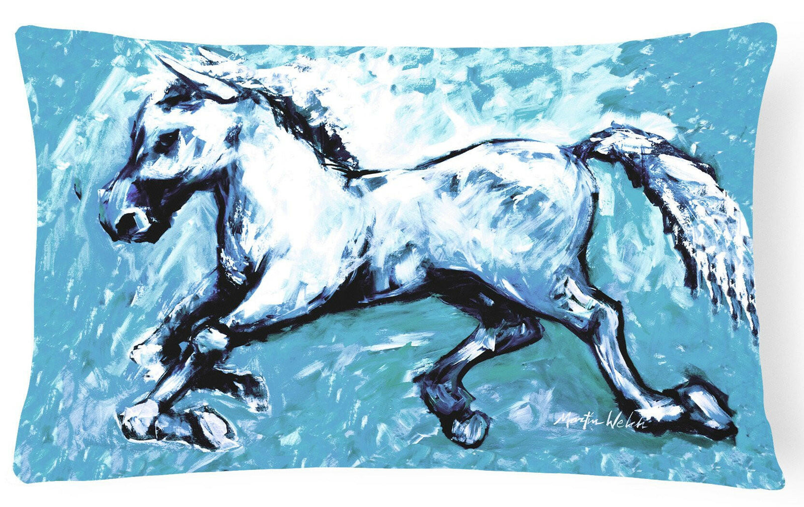 Shadow the Horse in blue   Canvas Fabric Decorative Pillow MW1171PW1216 by Caroline's Treasures