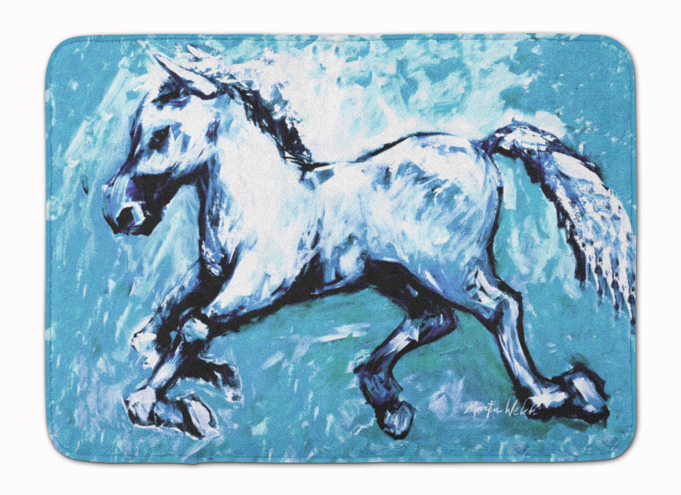 Shadow the Horse in blue Machine Washable Memory Foam Mat MW1171RUG - the-store.com