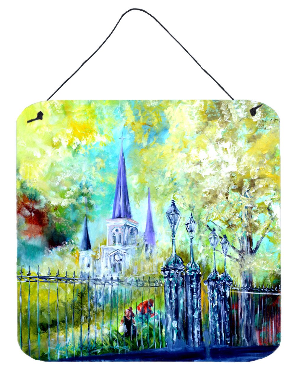 Across the Square St Louis Cathedral Wall or Door Hanging Prints MW1183DS66 by Caroline&#39;s Treasures