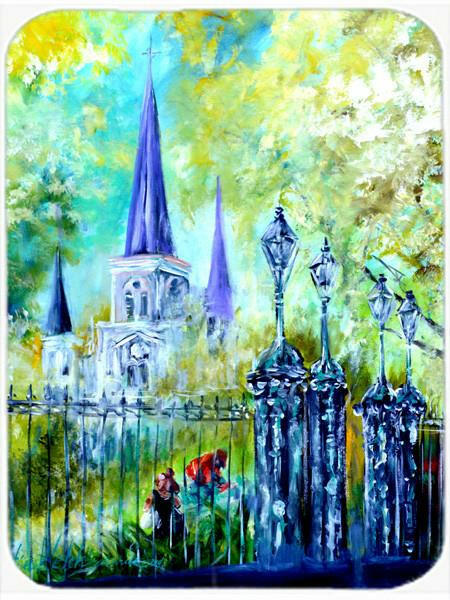 Across the Square St Louis Cathedral Glass Cutting Board Large MW1183LCB by Caroline&#39;s Treasures