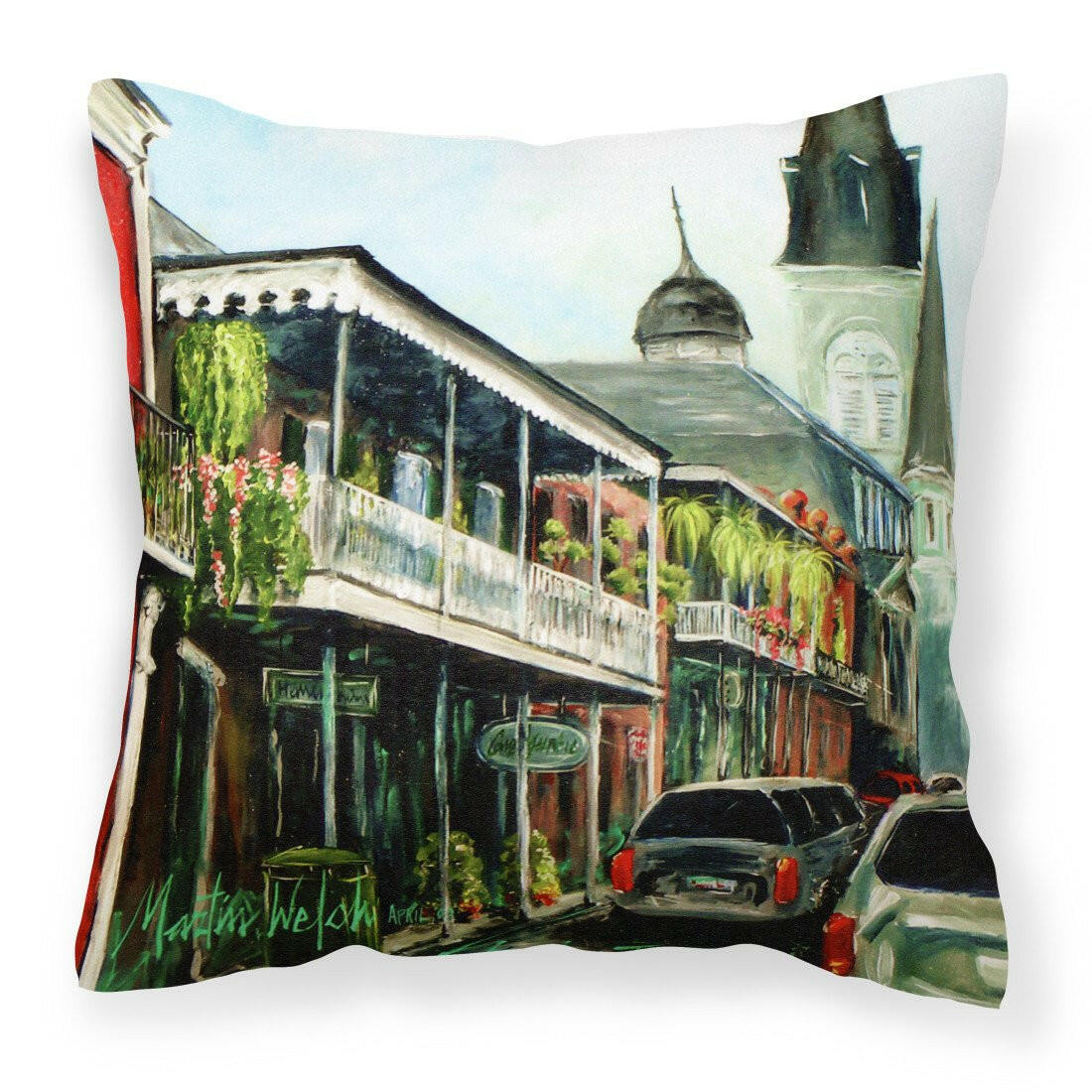 St Louis Cathedral Fabric Decorative Pillow MW1201PW1414 by Caroline&#39;s Treasures