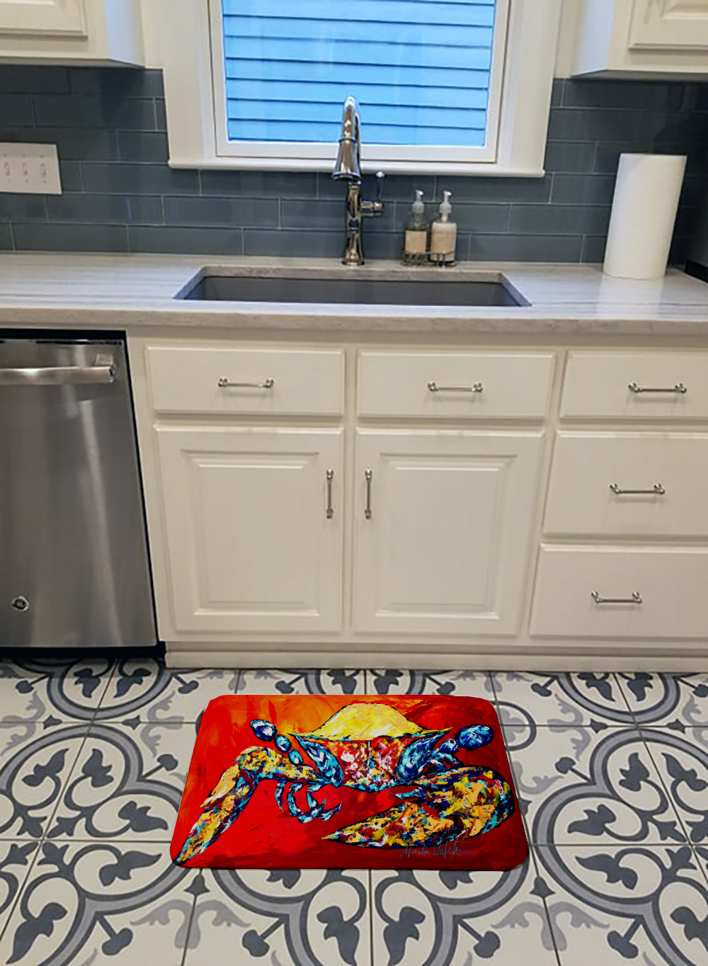 Bring it on Crab in Red Machine Washable Memory Foam Mat MW1208RUG - the-store.com