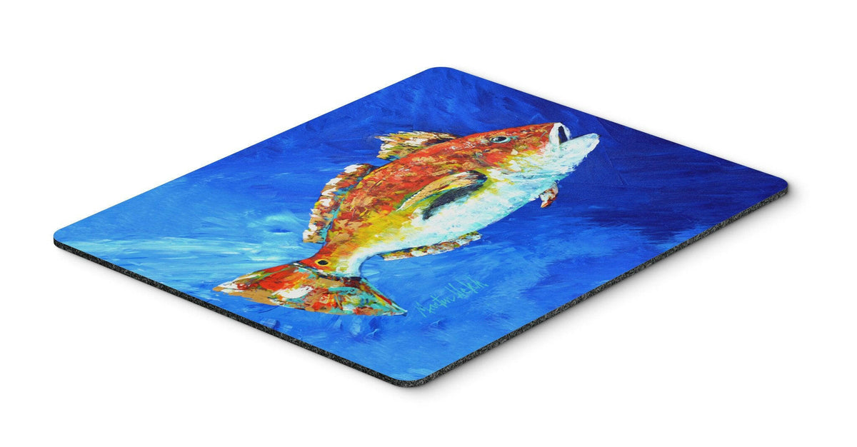 Red Fish White Spin Mouse Pad, Hot Pad or Trivet MW1212MP by Caroline&#39;s Treasures