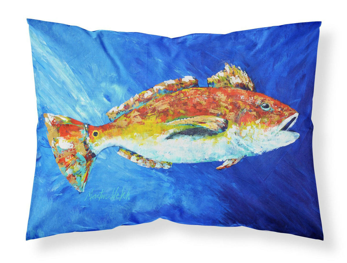 Red Fish White Spin Fabric Standard Pillowcase MW1212PILLOWCASE by Caroline&#39;s Treasures