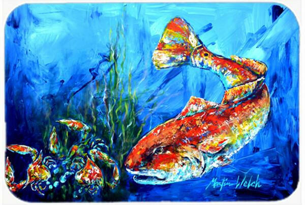 Scattered Red Fish Glass Cutting Board Large MW1214LCB by Caroline&#39;s Treasures