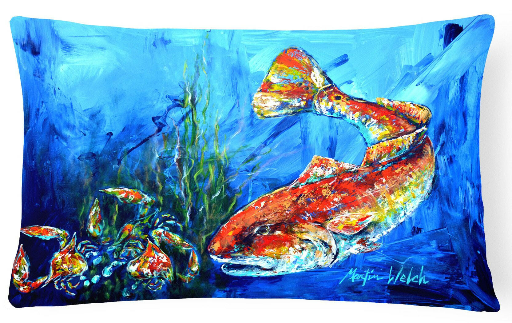 Scattered Red Fish Fabric Decorative Pillow MW1214PW1216 by Caroline's Treasures