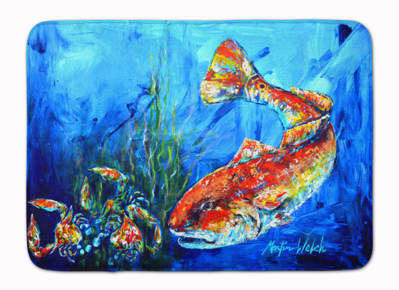 Scattered Red Fish Machine Washable Memory Foam Mat MW1214RUG - the-store.com