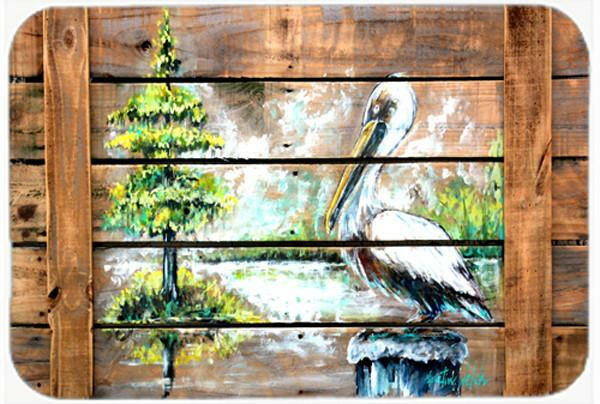 Summer by the Lake White Pelican Glass Cutting Board Large MW1215LCB by Caroline&#39;s Treasures