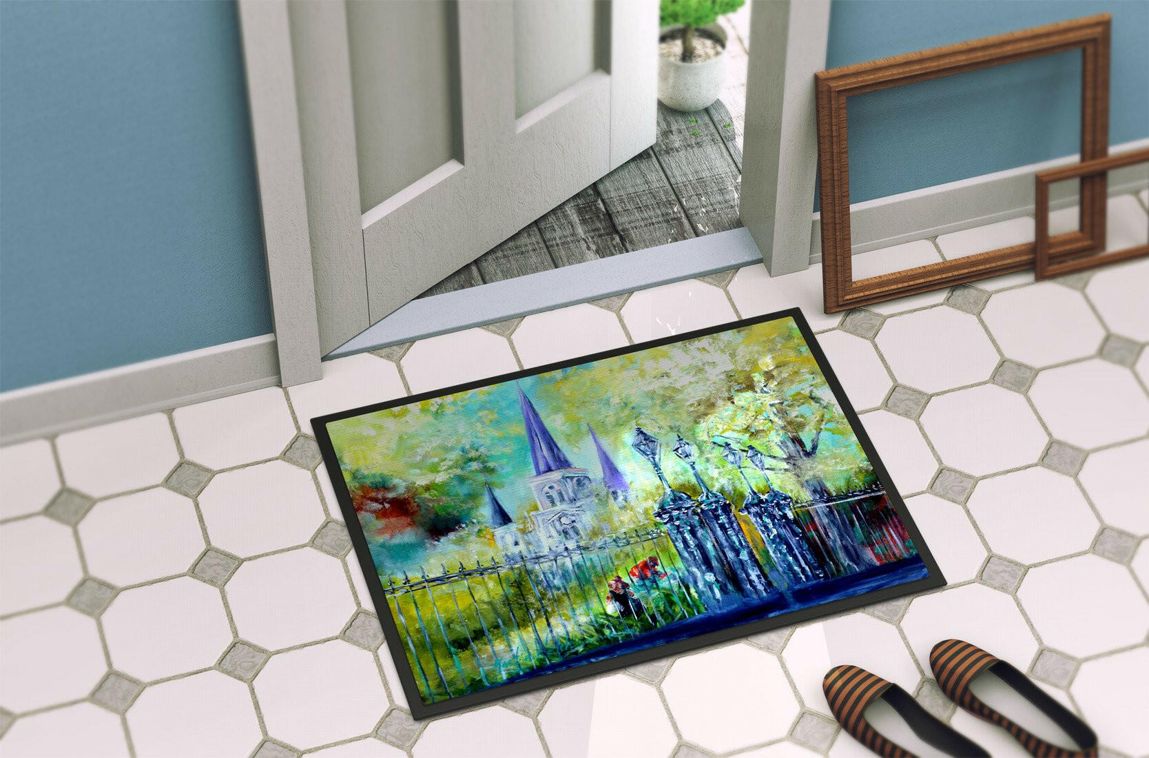 St Louis Cathedrial Across the Square Indoor or Outdoor Mat 24x36 MW1217JMAT - the-store.com