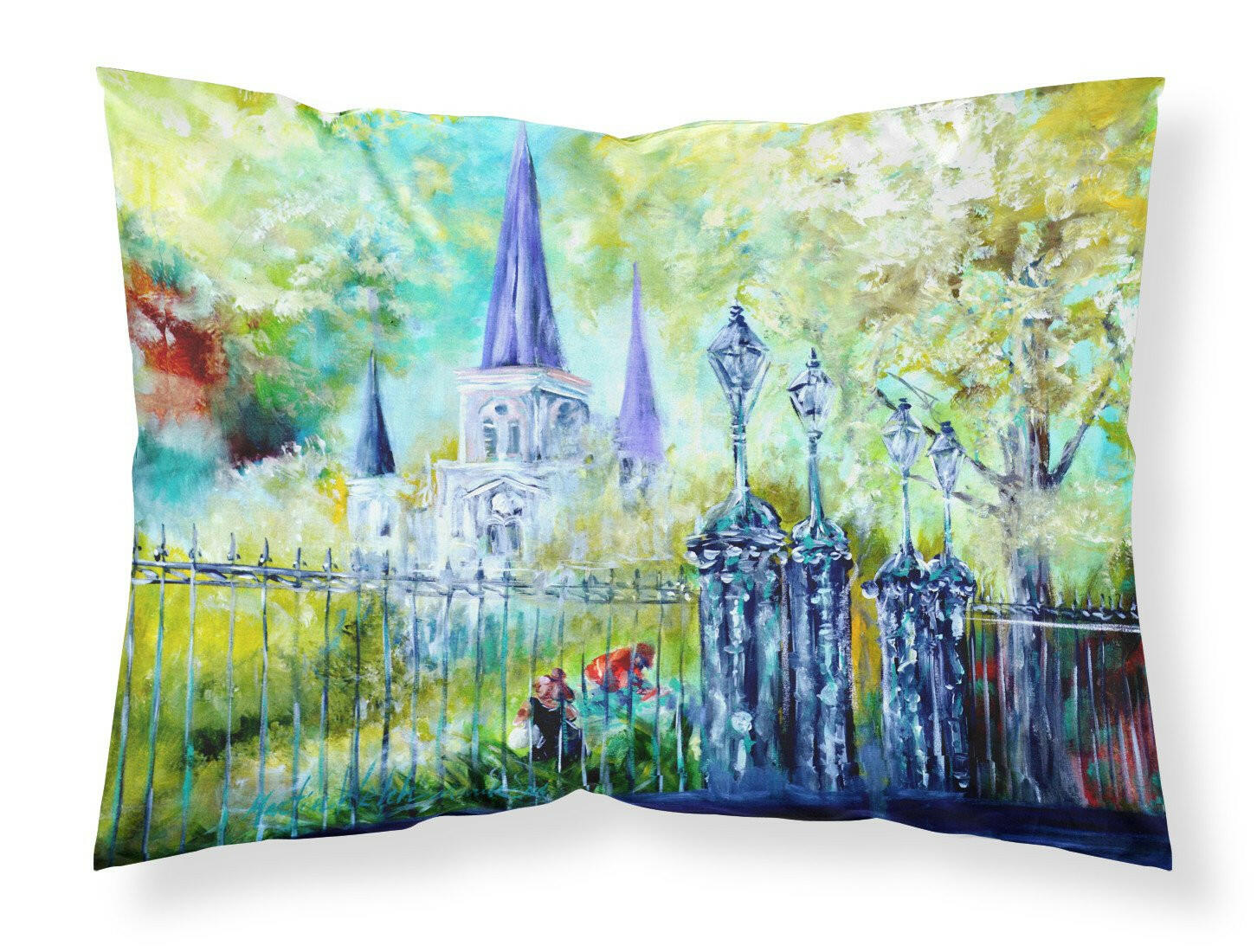 St Louis Cathedrial Across the Square Fabric Standard Pillowcase MW1217PILLOWCASE by Caroline's Treasures