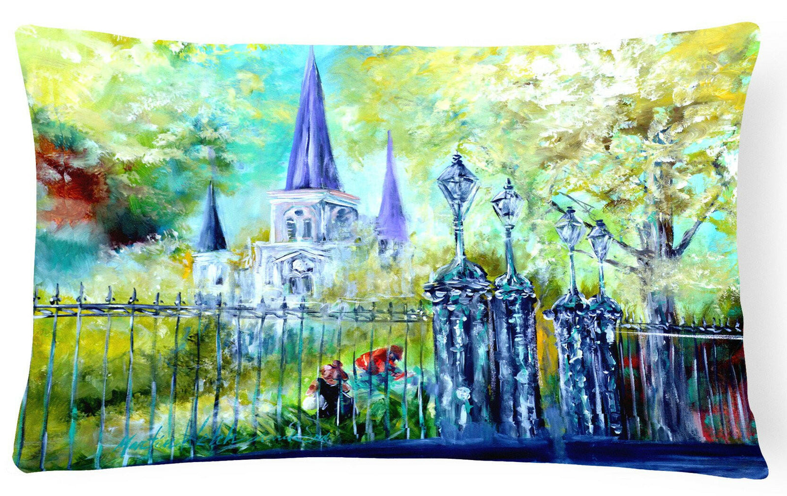 St Louis Cathedrial Across the Square Fabric Decorative Pillow MW1217PW1216 by Caroline's Treasures