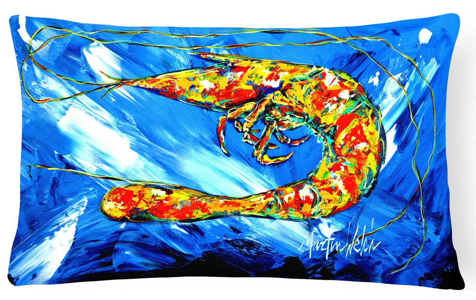 Ice Blue Shrimp Fabric Decorative Pillow MW1226PW1216 by Caroline's Treasures