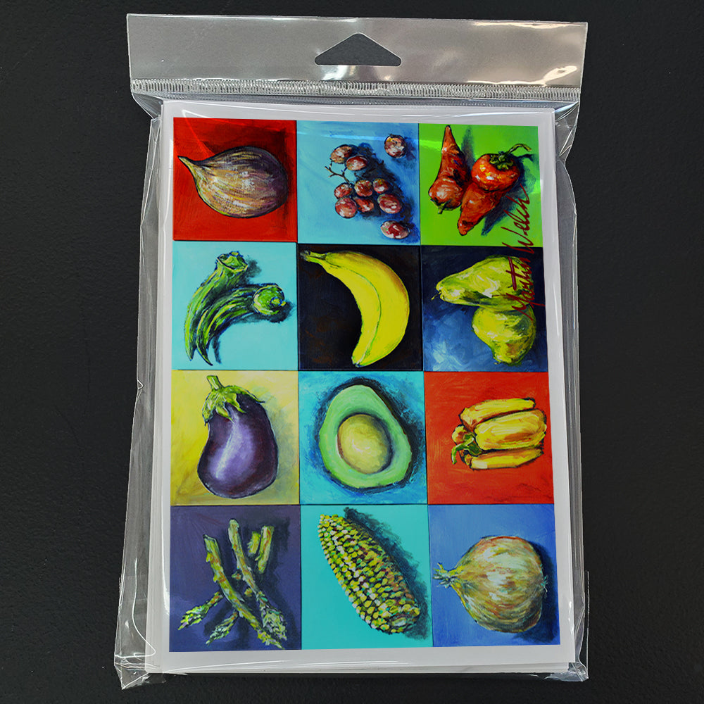 Mixed Fruits and Vegetables Greeting Cards Pack of 8