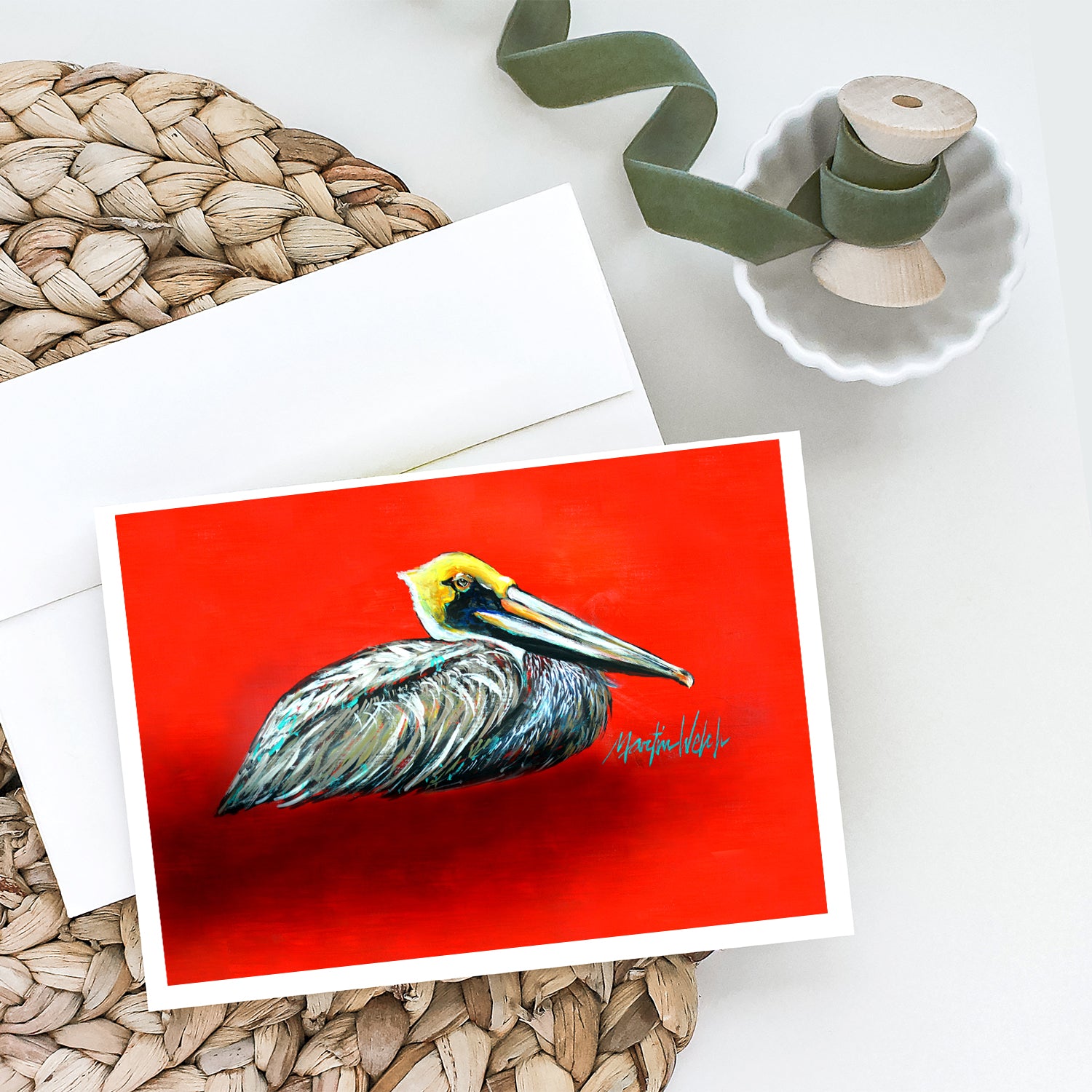 Caroline's Treasures Sitting Brown Pelican Greeting Cards - Blank Note Cards – 8-Pack of Artist-Designed Cards with Envelopes