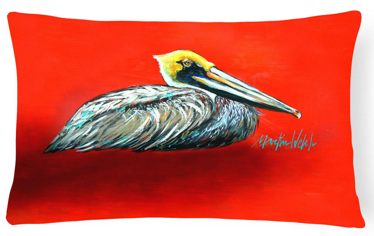 Sitting Brown Pelican Fabric Decorative Pillow MW1232PW1216 by Caroline&#39;s Treasures
