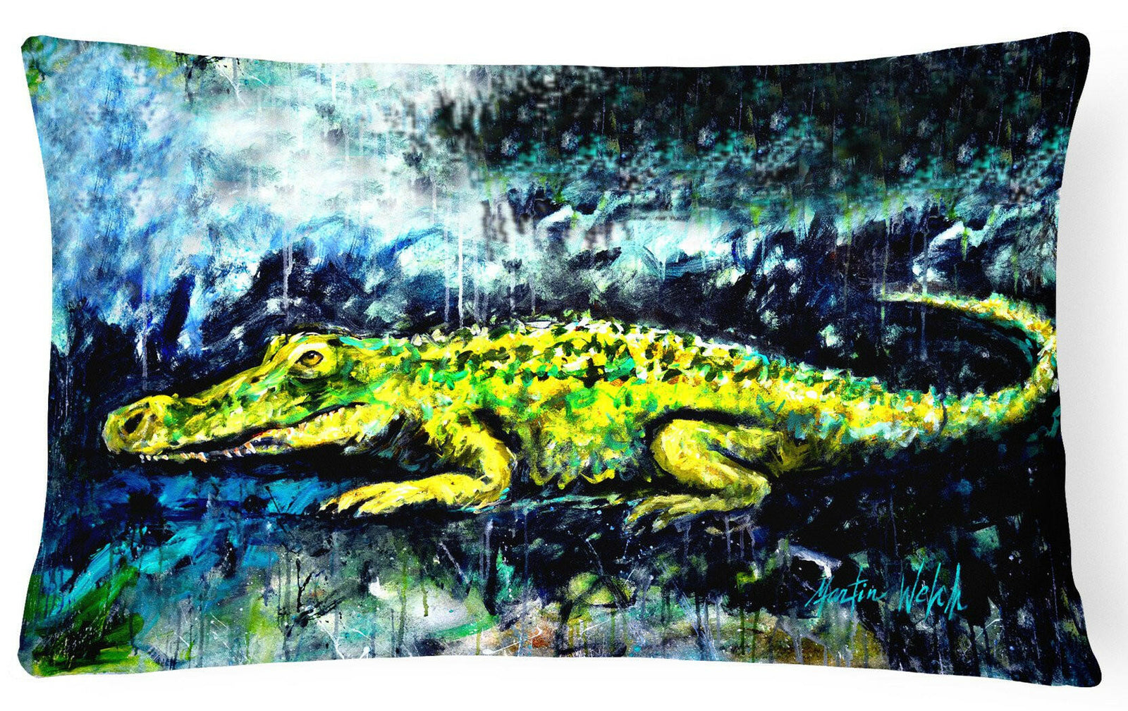 Sneaky Alligator Fabric Decorative Pillow MW1233PW1216 by Caroline's Treasures