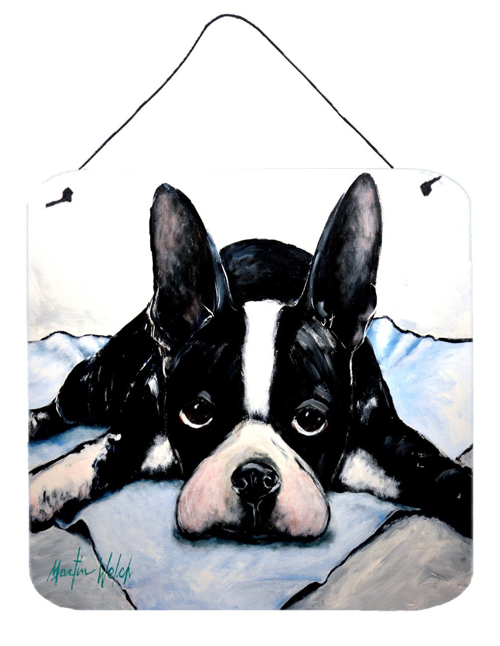 Boston Terrier Jake Dog Tired Wall or Door Hanging Prints MW1241DS66 by Caroline&#39;s Treasures