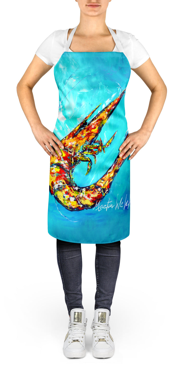 Caroline's Treasures All That Jazz Teal Shrimp Apron – Artist-Designed Kitchen, BBQ & Craft Apron MW1242APRON