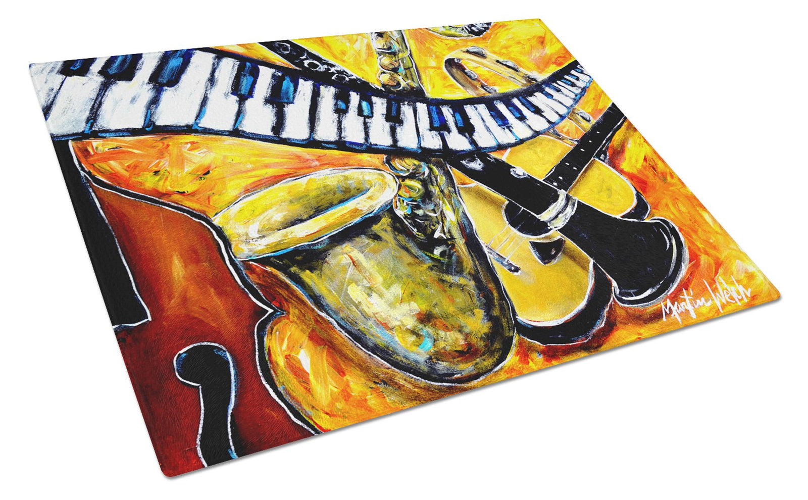 All That Jazz Glass Cutting Board Large MW1267LCB by Caroline's Treasures