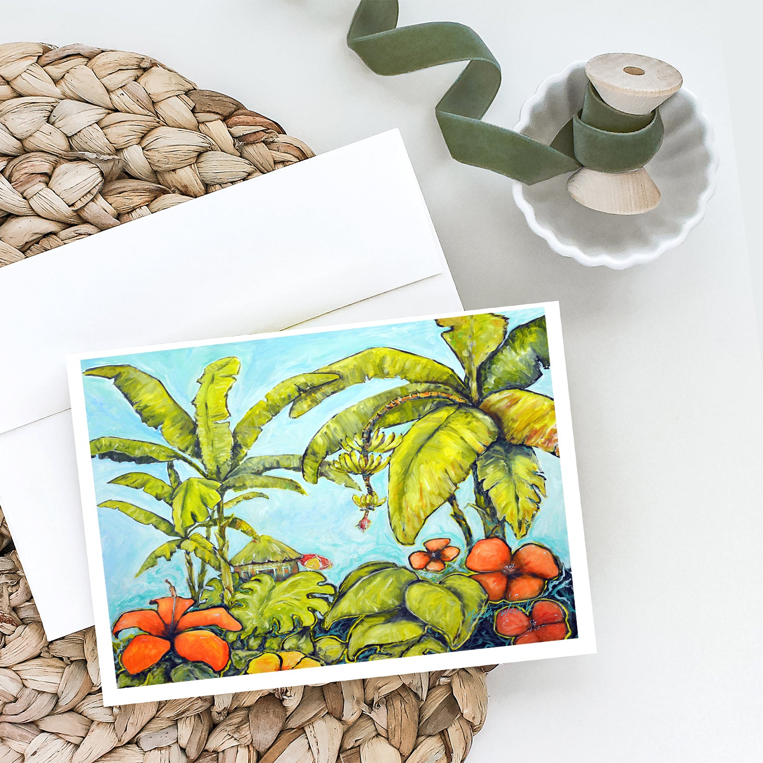 Caroline's Treasures Banana Cabana Greeting Cards - Blank Note Cards – 8-Pack of Artist-Designed Cards with Envelopes