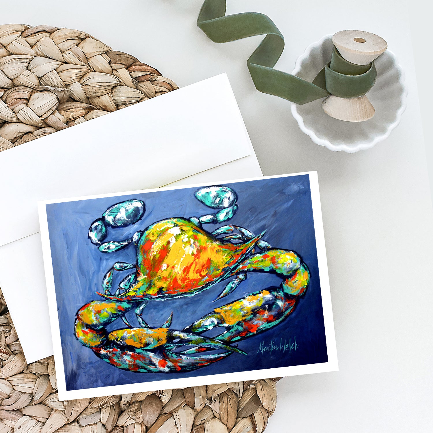 Blue Gray Kinda Day Crab Greeting Cards Pack of 8