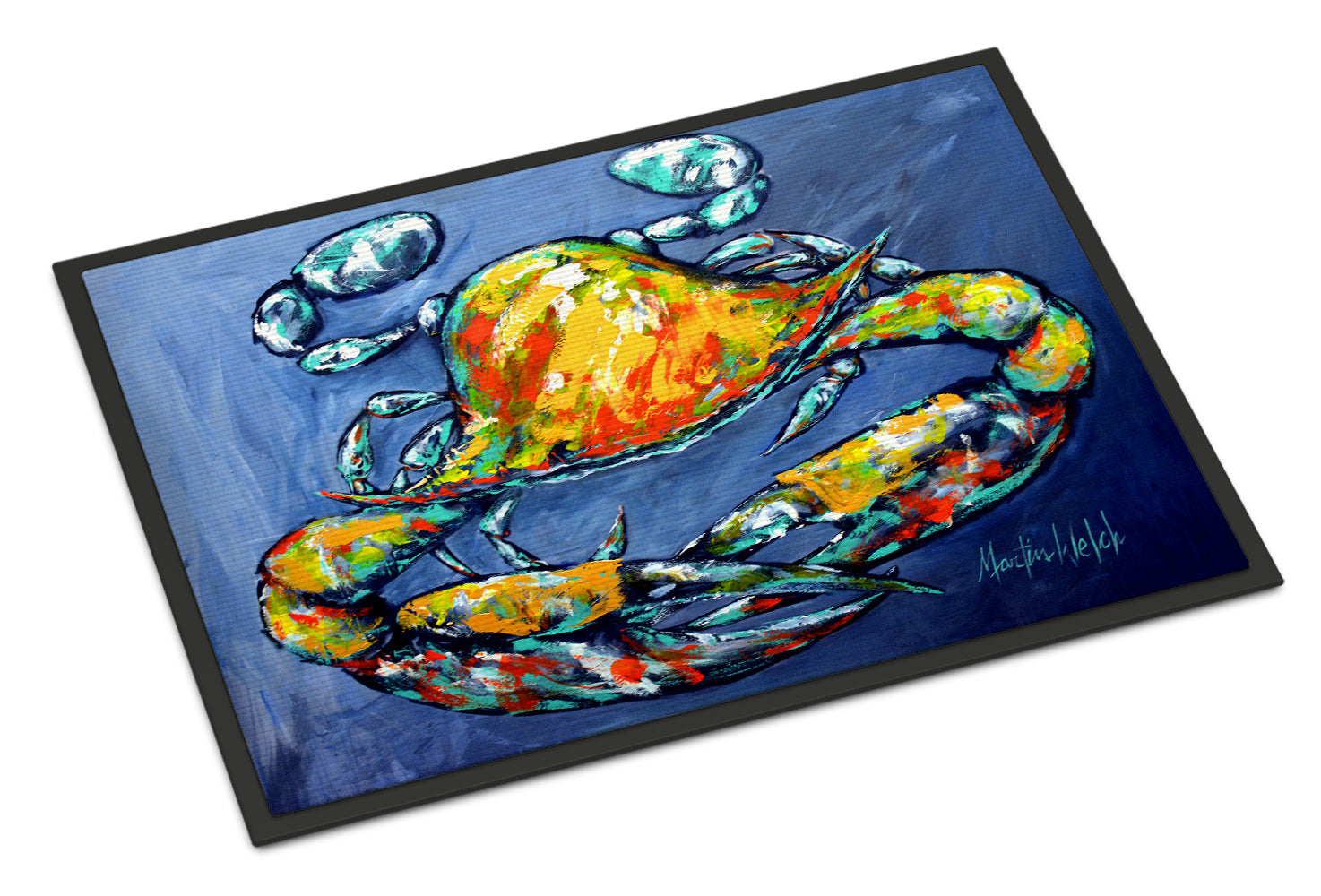 Blue Gray Kinda Day Crab Indoor or Outdoor Mat 18x27 MW1269MAT - the-store.com