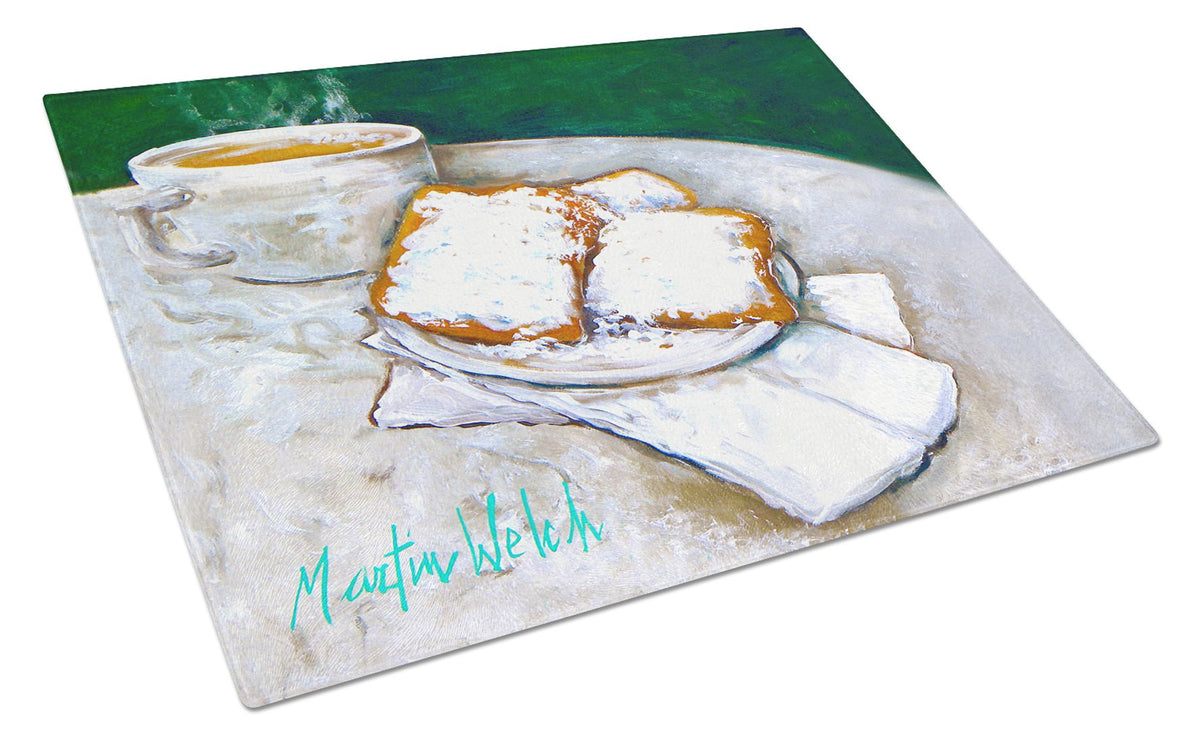 Breakfast Delight Beignets Glass Cutting Board Large MW1271LCB by Caroline&#39;s Treasures