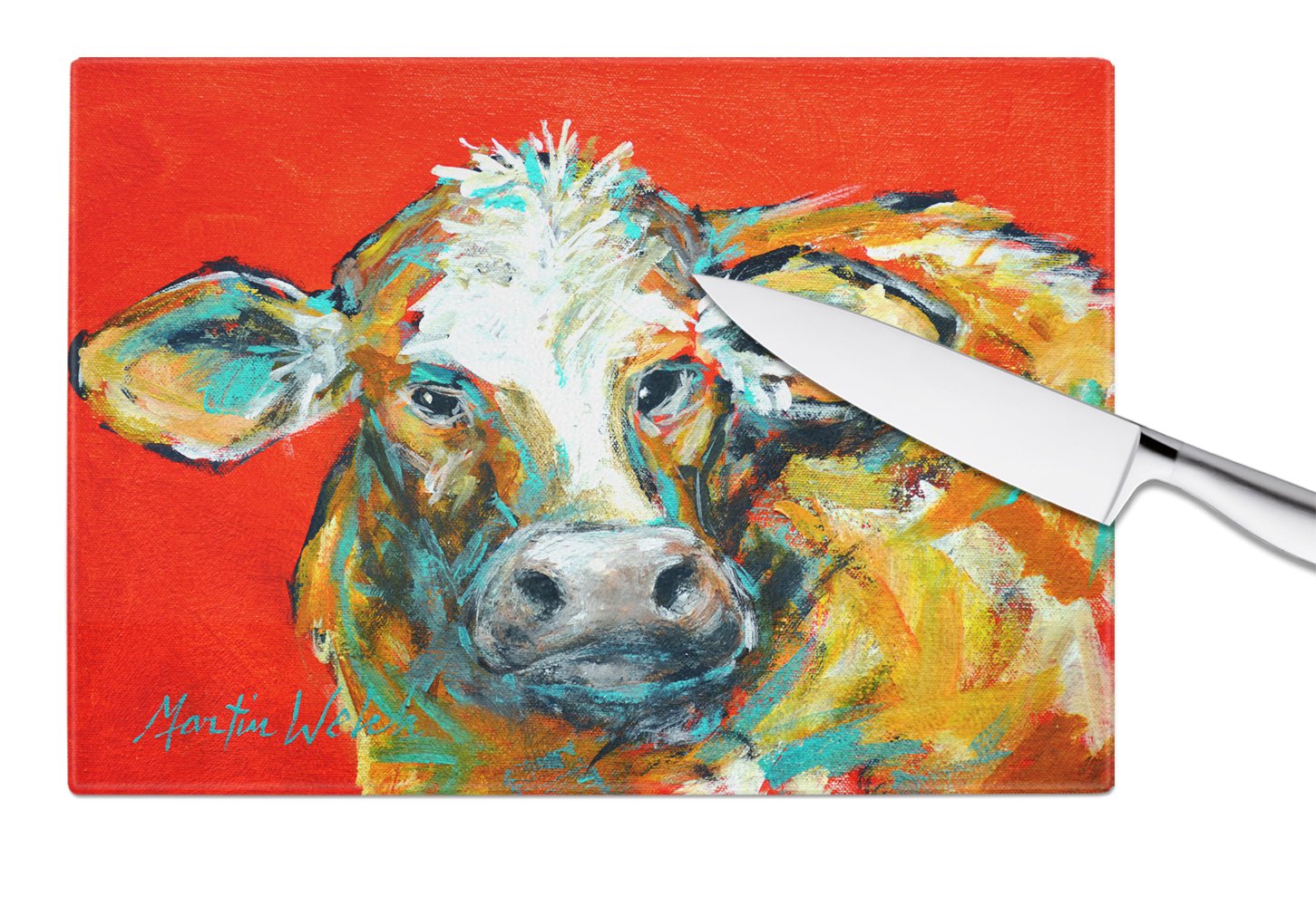Caught Red Handed Cow Glass Cutting Board Large MW1272LCB by Caroline's Treasures