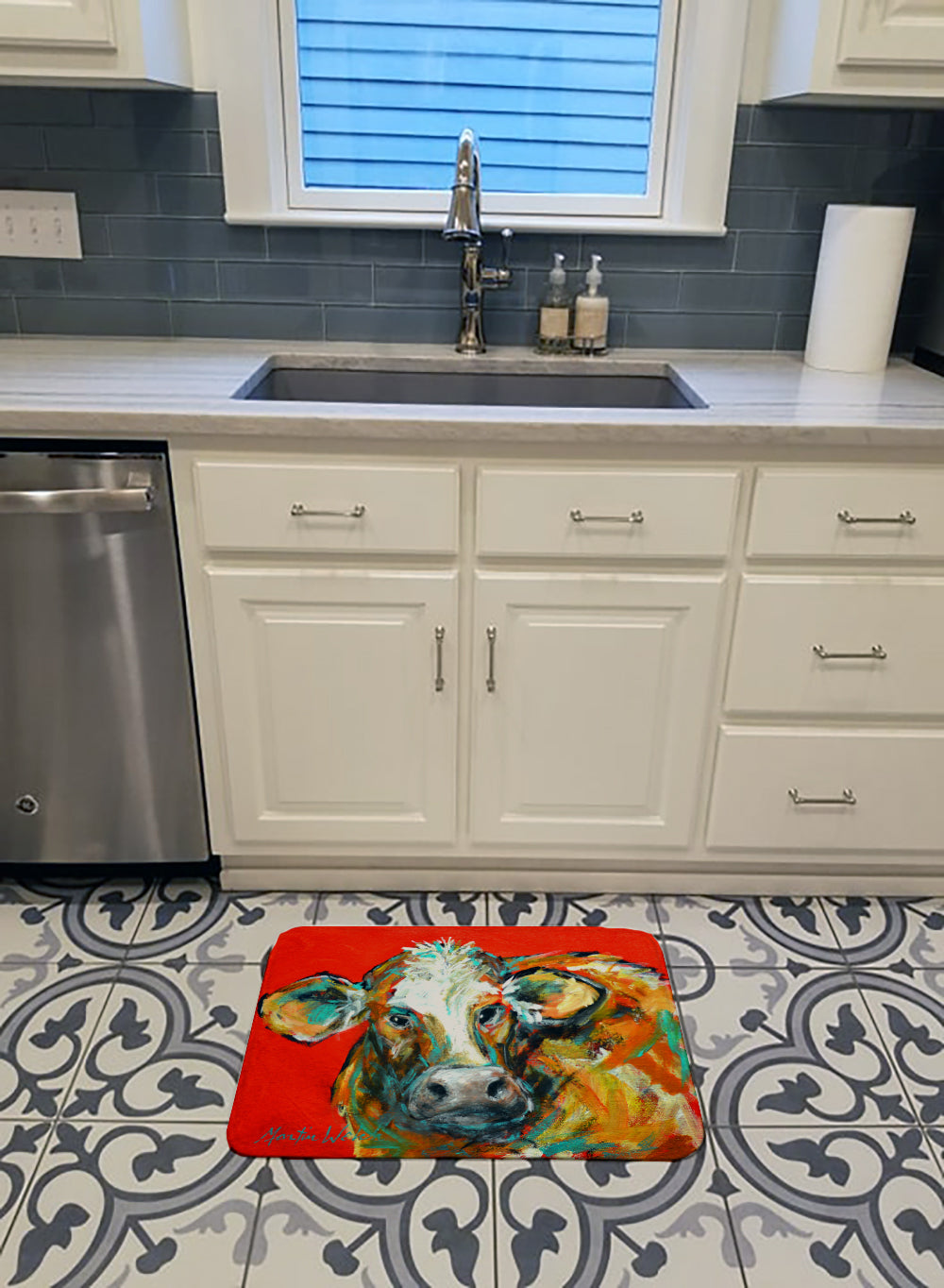 Caught Red Handed Cow Machine Washable Memory Foam Mat MW1272RUG - the-store.com