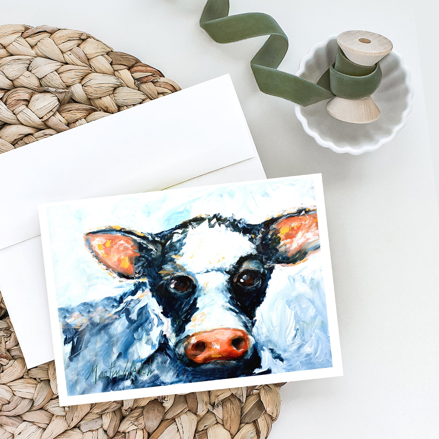 Cow Lick Black and White Cow Greeting Cards Pack of 8