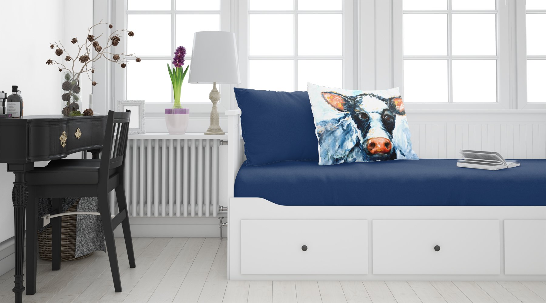 Cow Lick Black and White Cow Fabric Standard Pillowcase MW1273PILLOWCASE by Caroline's Treasures