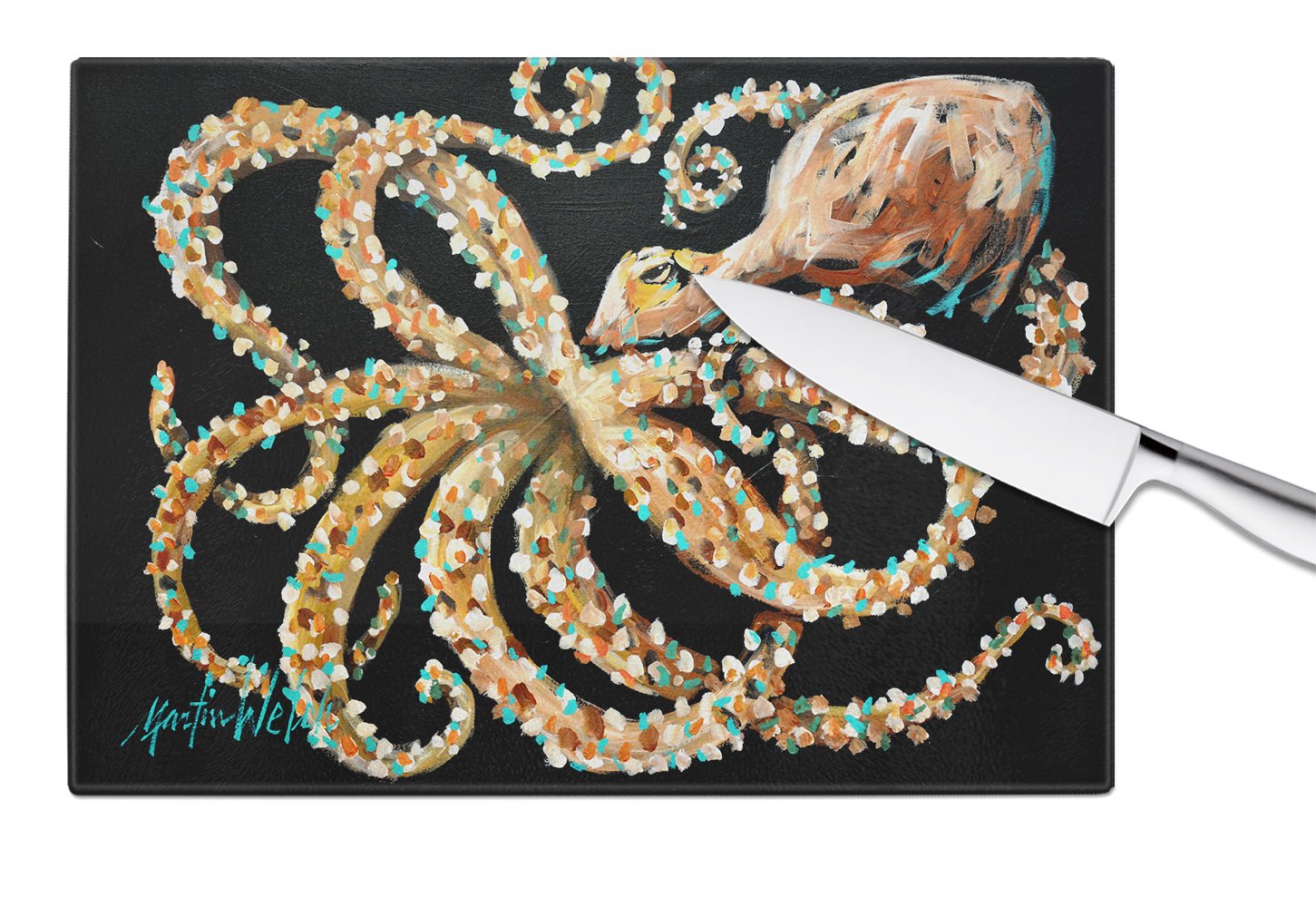 Eye On You Octopus Glass Cutting Board Large MW1275LCB by Caroline's Treasures