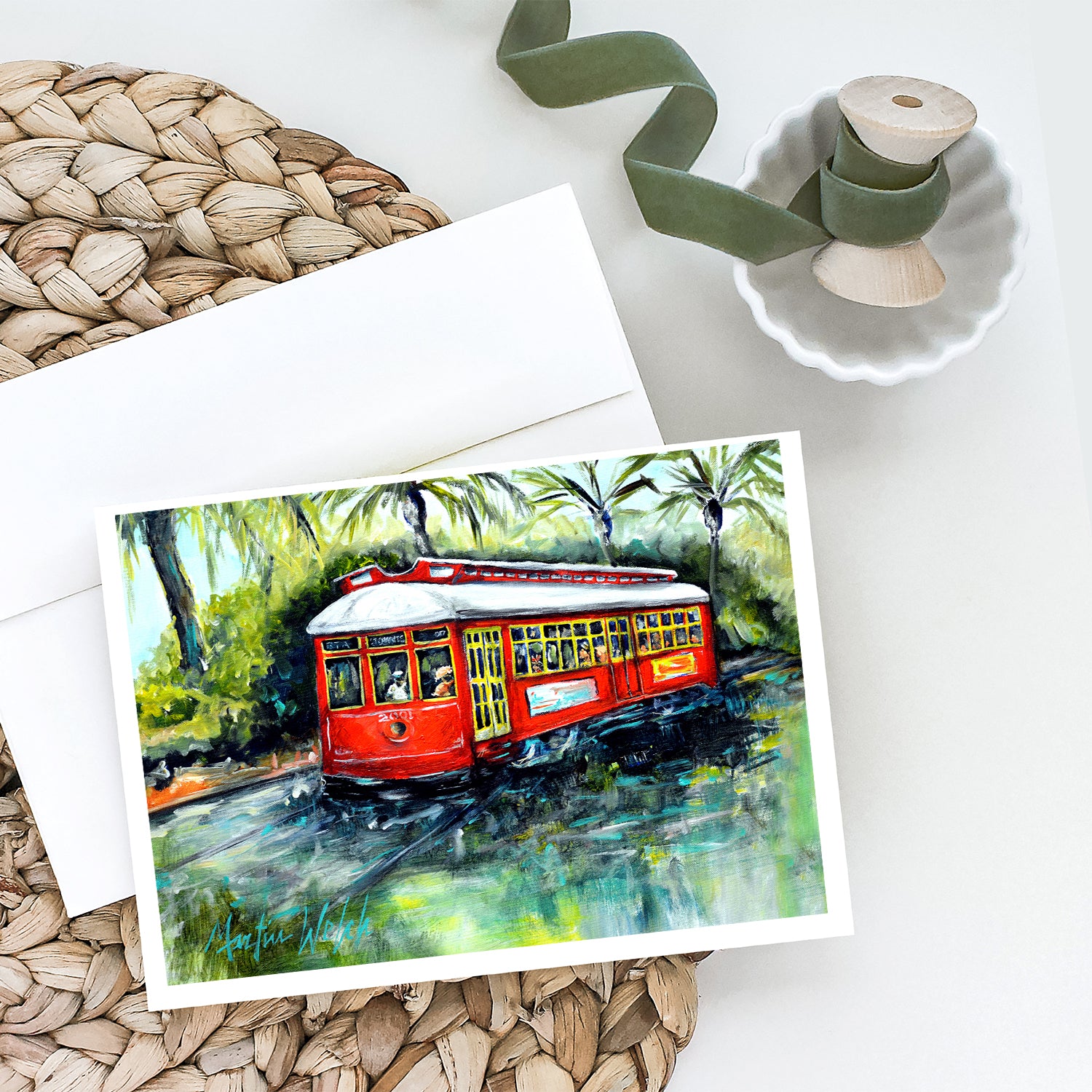 Little Red Street Car Greeting Cards Pack of 8