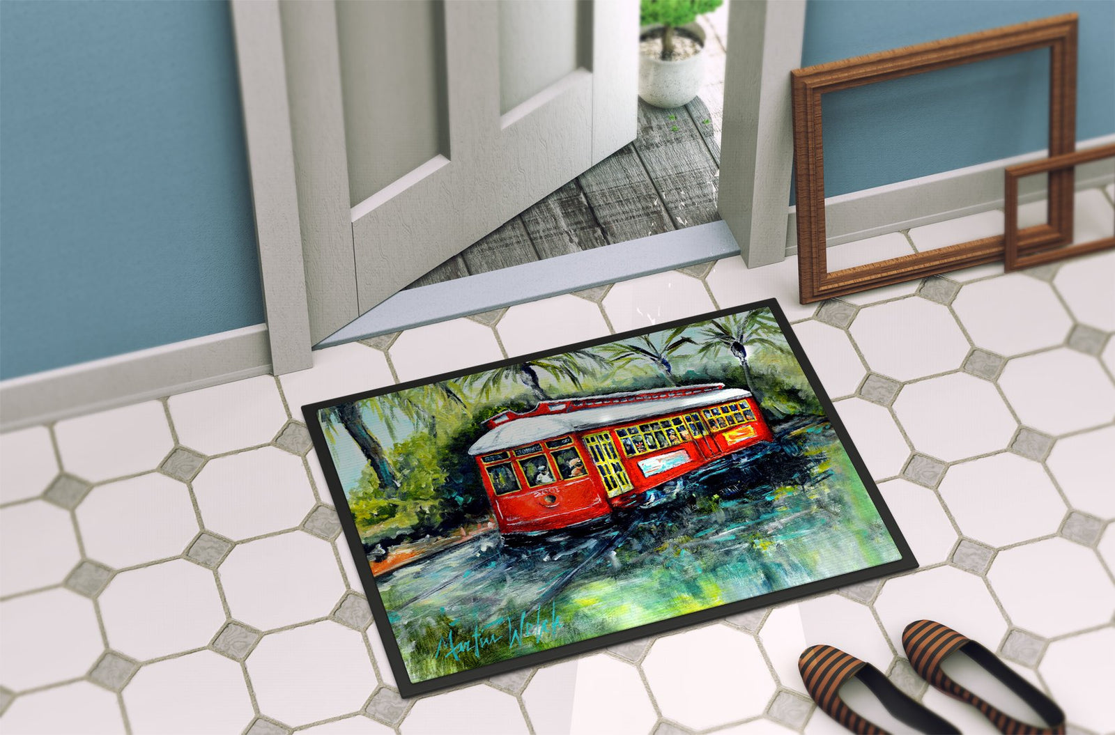 Caroline's Treasures Little Red Street Car Doormat - 24x36 Decorative Floor Mat – Indoor/Outdoor Rug with Artistic Flair MW1278JMAT